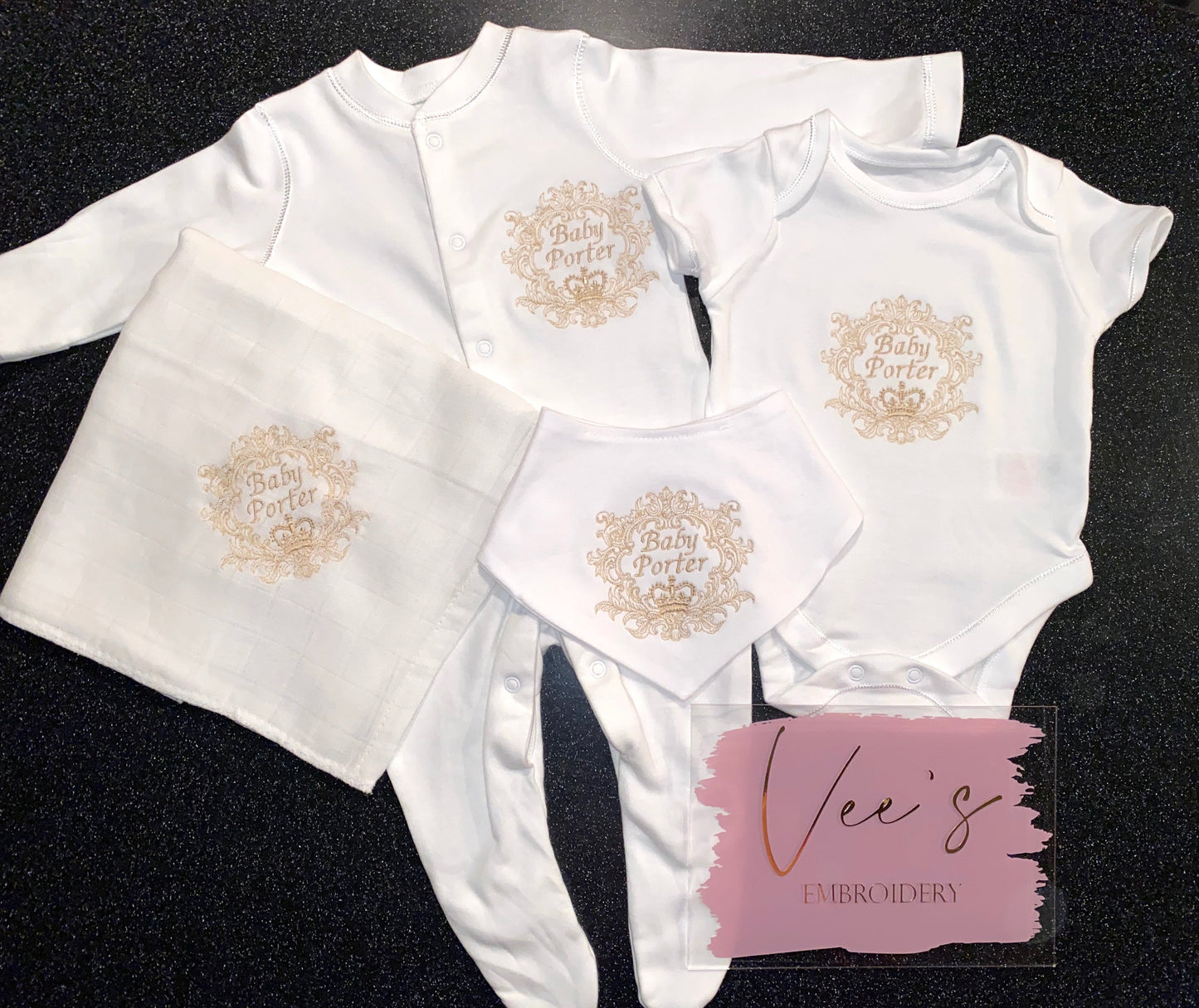 Fancy Crest Baby Grow & Vest Set
