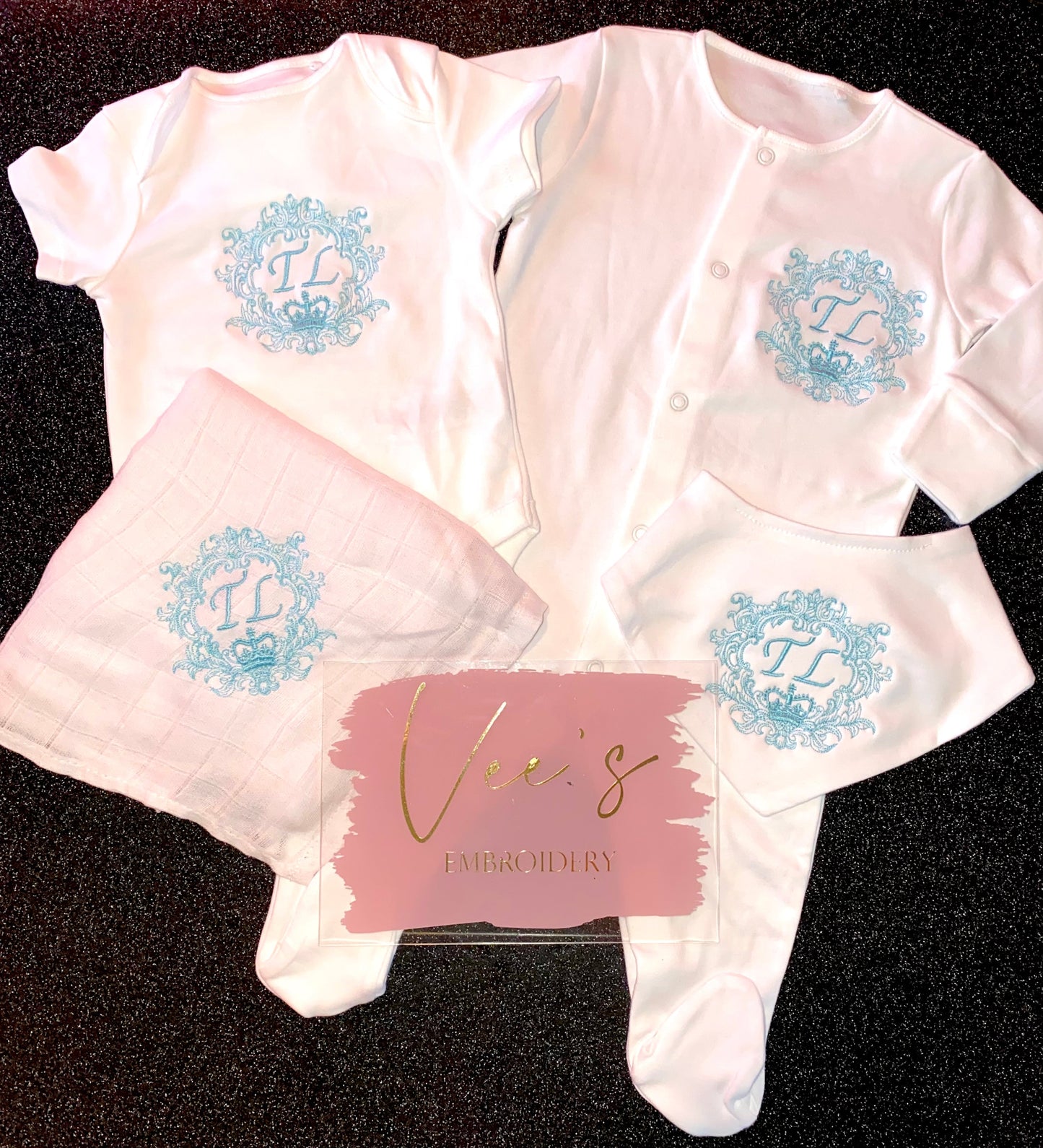 Fancy Crest Baby Grow & Vest Set