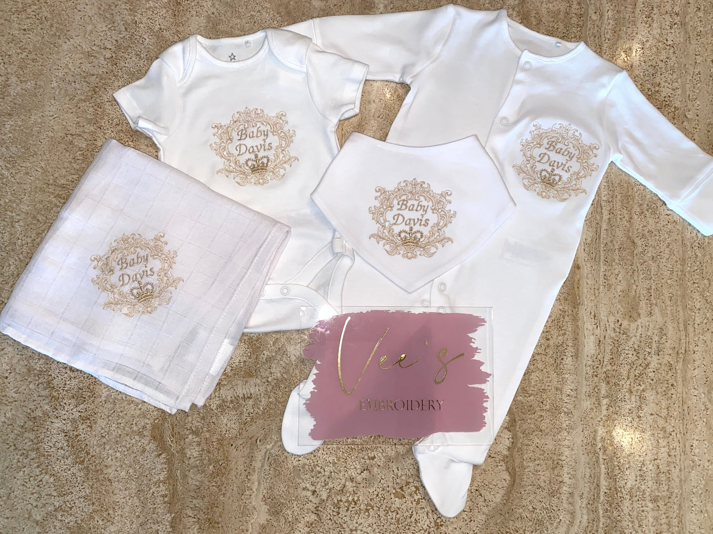 Fancy Crest Baby Grow & Vest Set