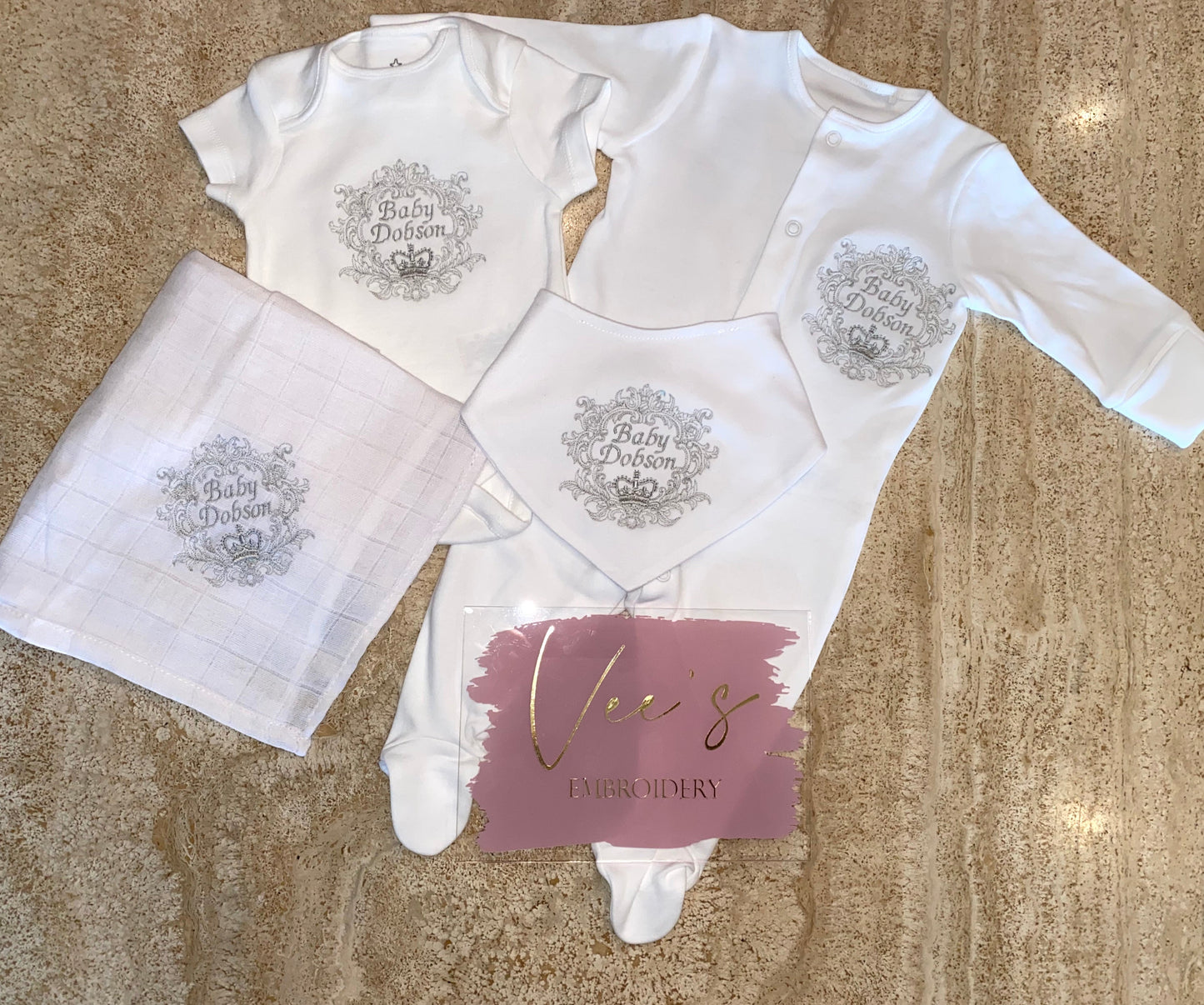 Fancy Crest Baby Grow & Vest Set