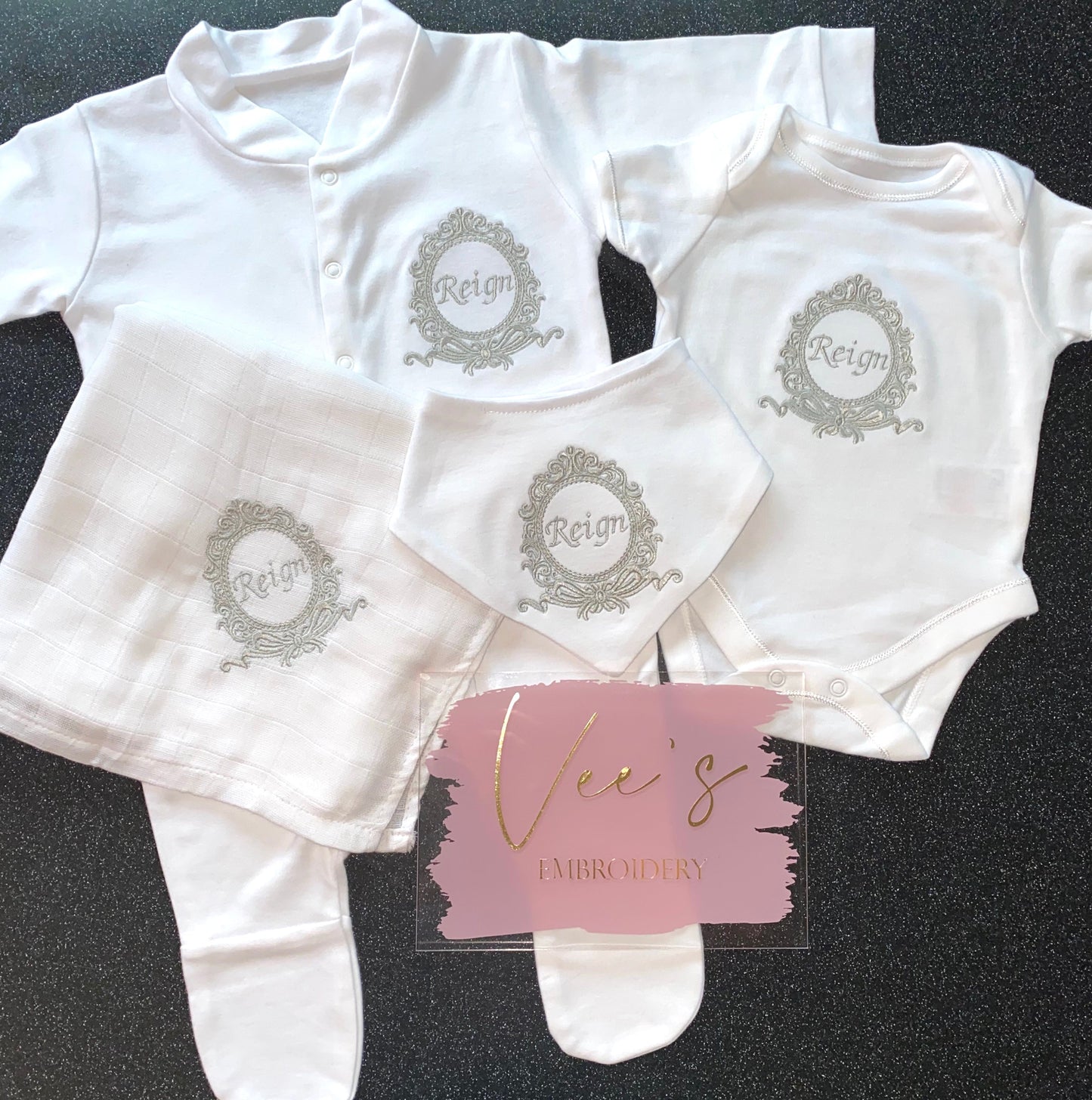 Bow Crest Baby Grow & Vest Set