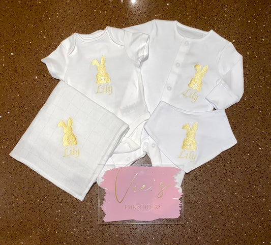 Bunny Baby Grow & Vest Set