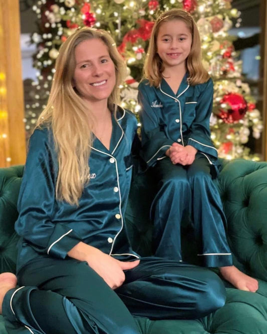 Women's Green Satin Pyjamas