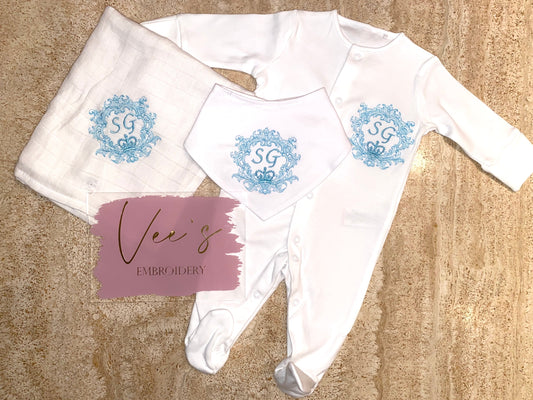 Fancy Crest Baby Grow Set