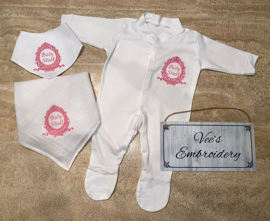 Bow Crest Baby Grow Set